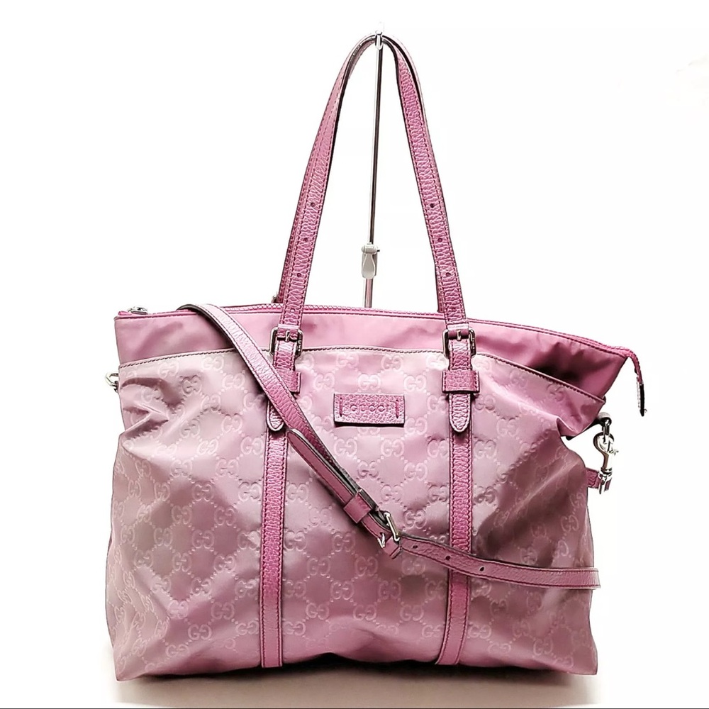 Gucci GG Nylon Purple Tote Bag